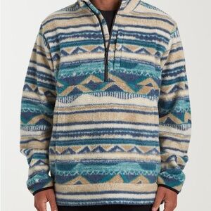 Billabong Men's Blue and Tan Zip Up Sweater